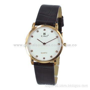 New Style Leather Men's Analog Quartz Wristwatch, White Dial, Japan Movement, Genuine Leather Strap